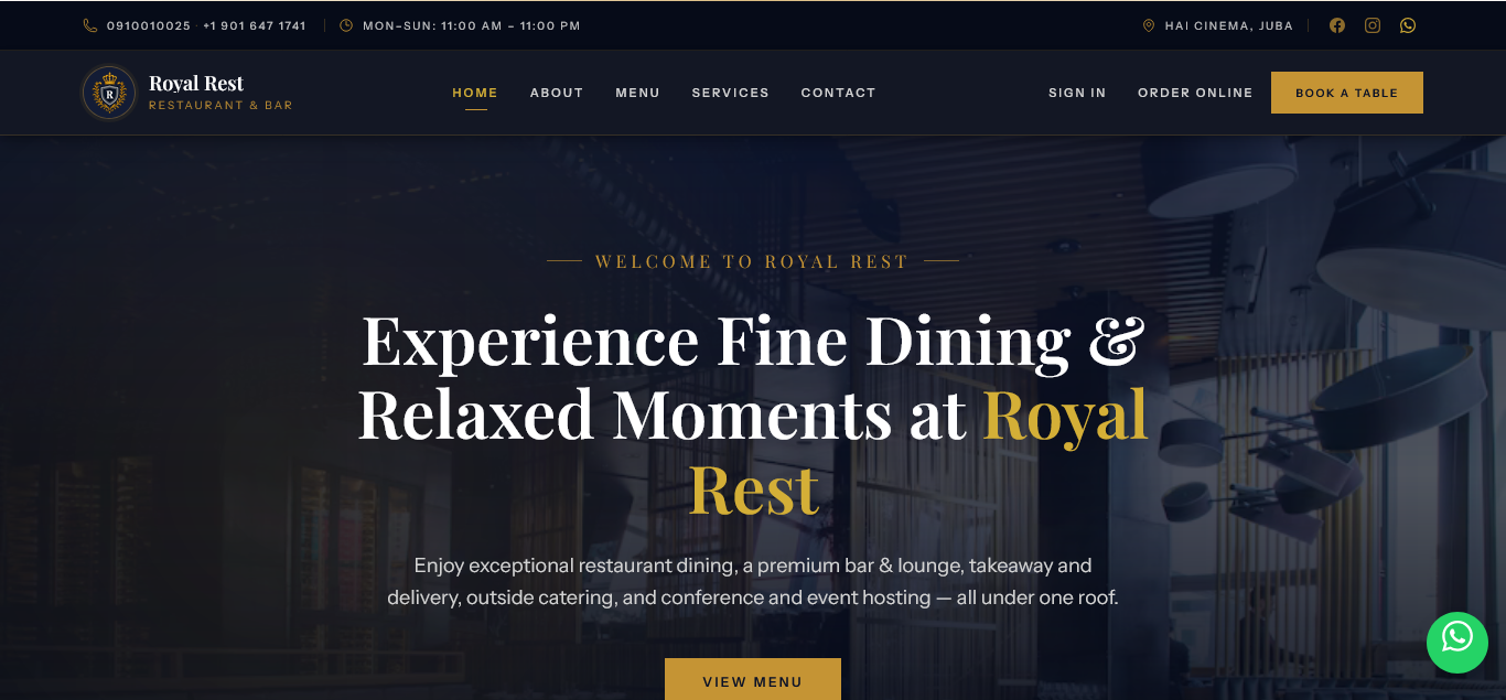 Royal Rest Restaurant Platform
